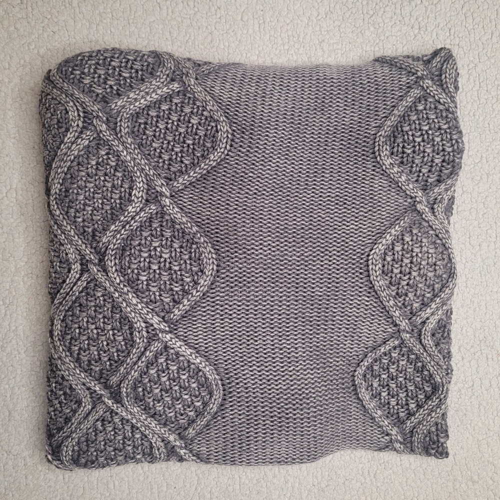 Pottery Barn Throw Blanket Gray Cable Knit Oversized Cottagecore Hygge Cozy Boho